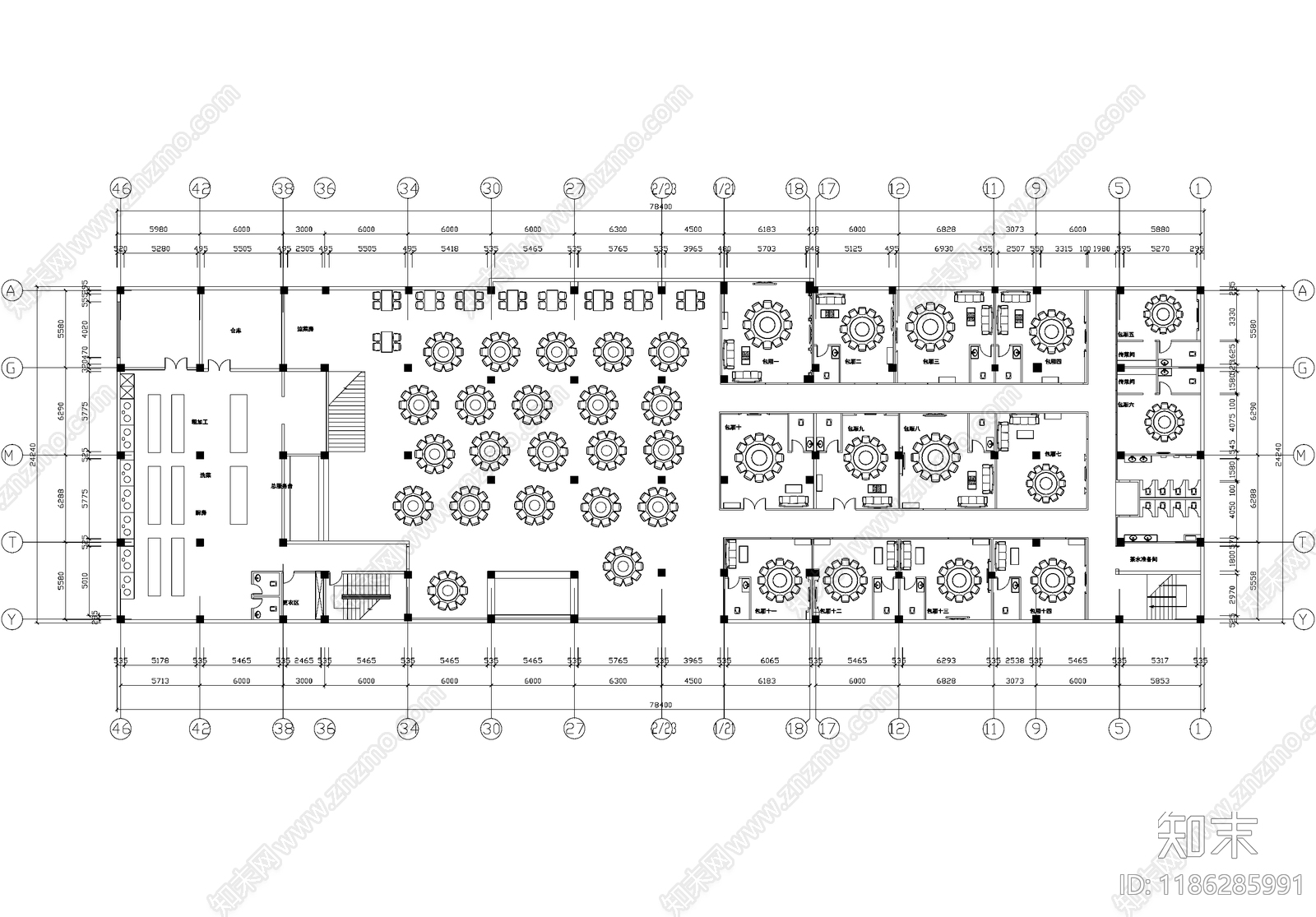 宴会厅施工图下载【ID:1186285991】