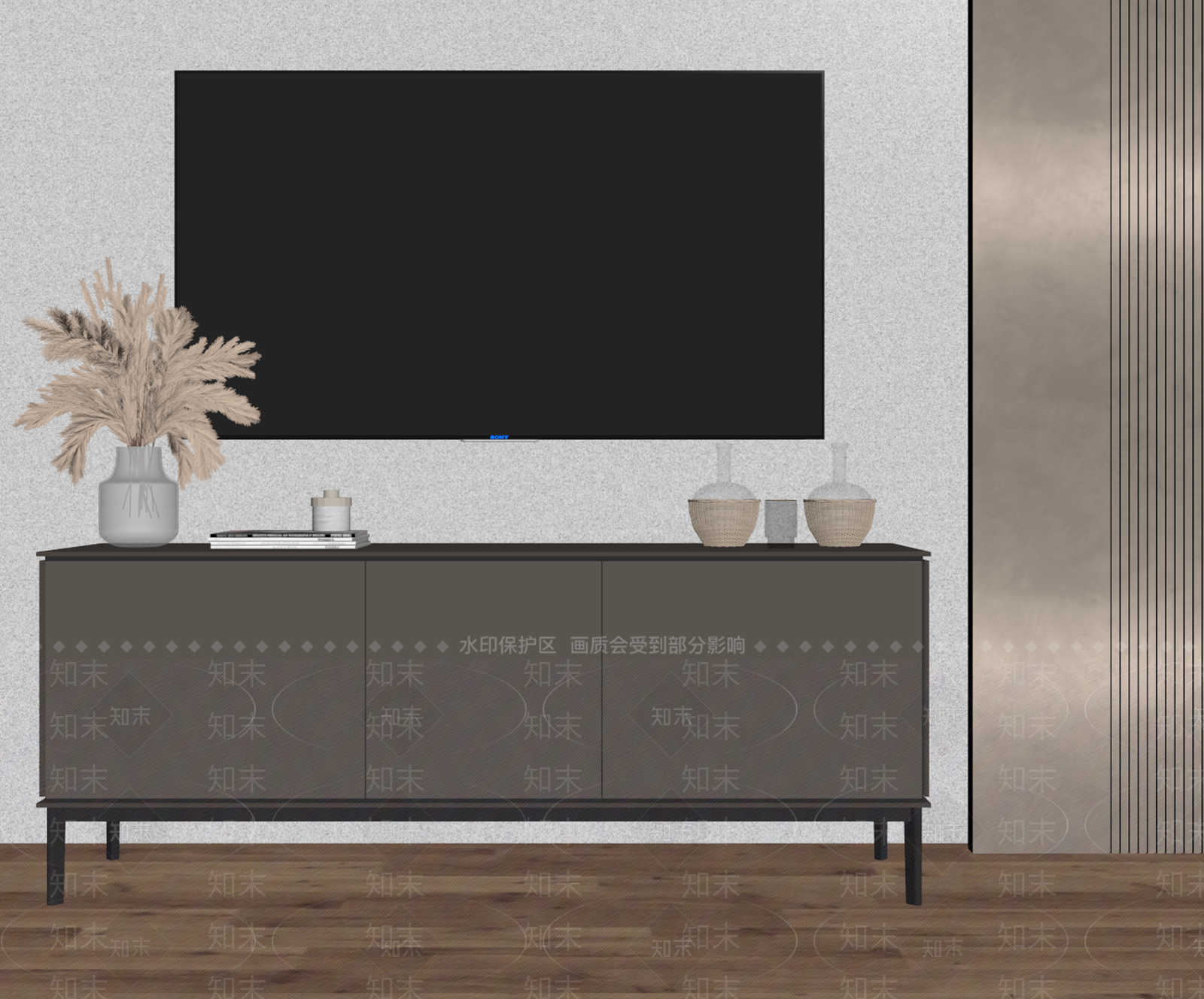 现代极简电视柜SU模型下载【ID:1186286141】