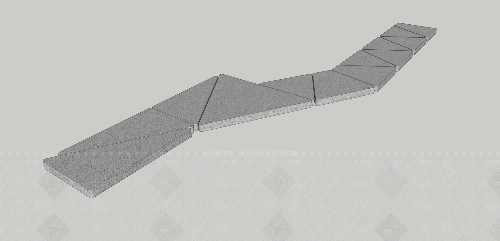 现代新中式商业景观水上汀步石青石板SU模型下载【ID:1186287880】