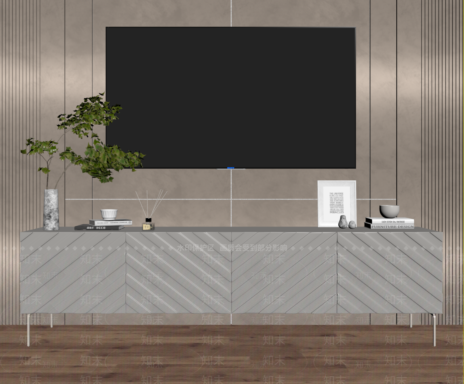 现代奶油电视柜SU模型下载【ID:1186288735】