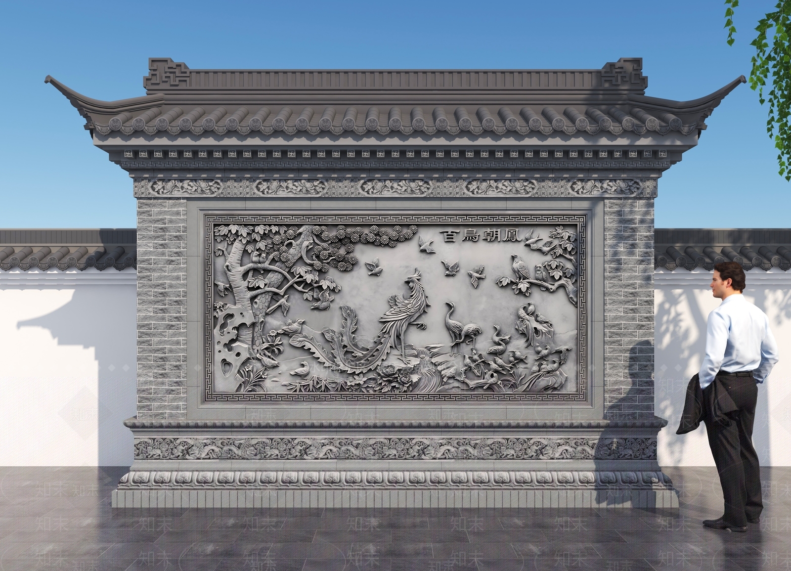 中式新中式景墙3D模型下载【ID:1186289408】