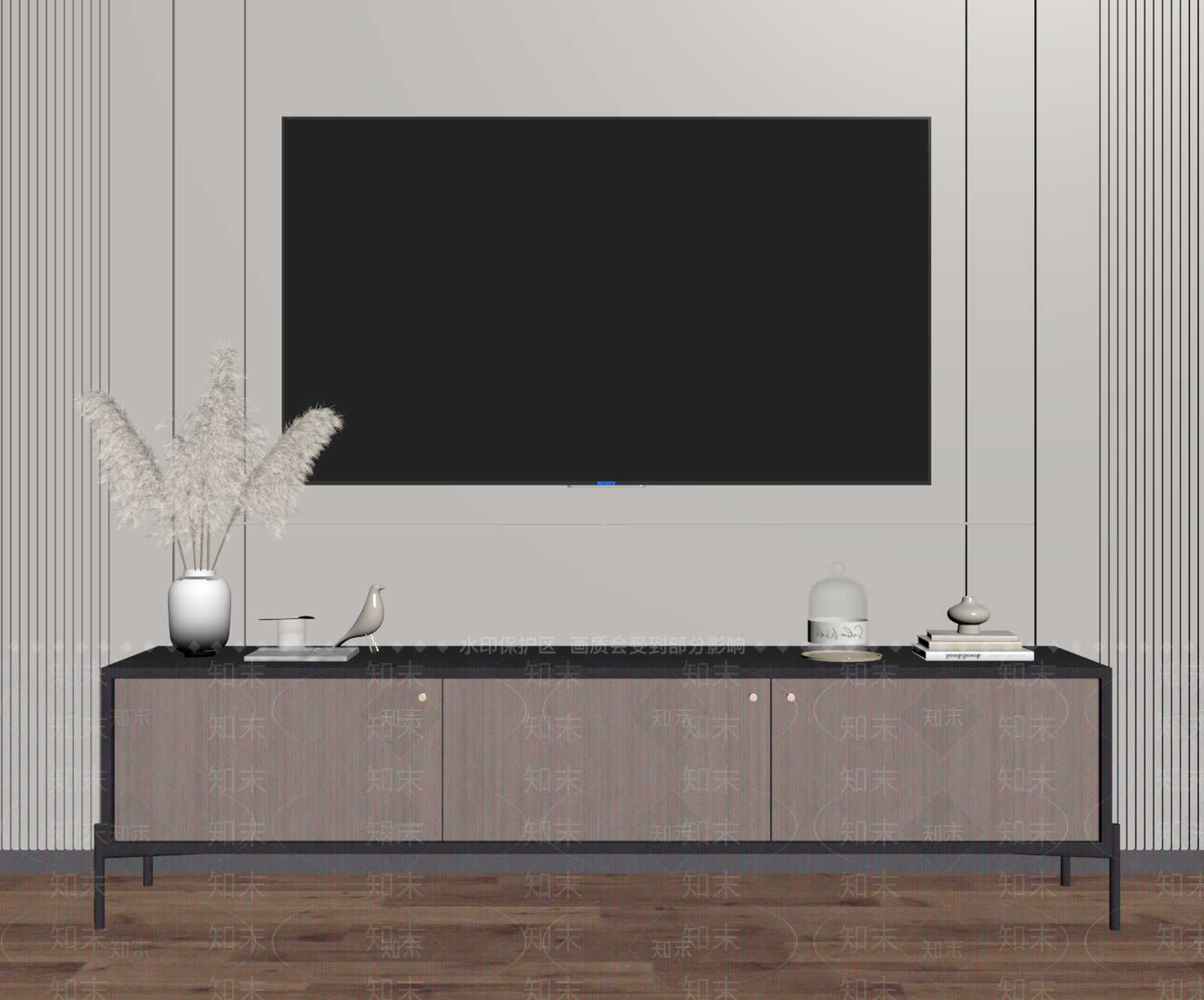 现代原木电视柜SU模型下载【ID:1186289787】