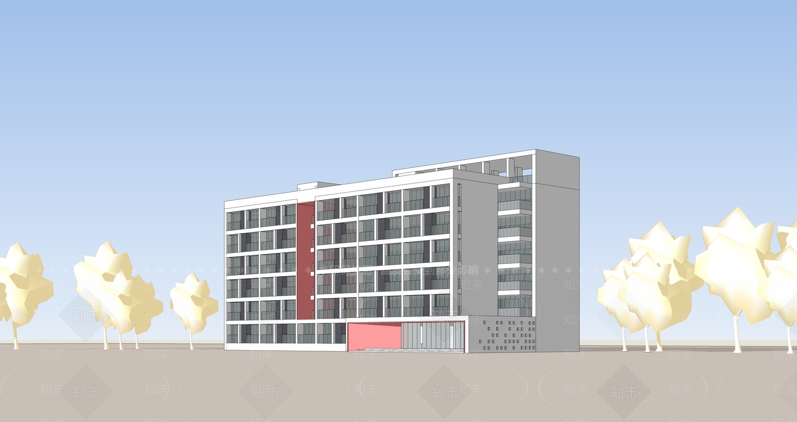 现代简约多层住宅SU模型下载【ID:1186291522】