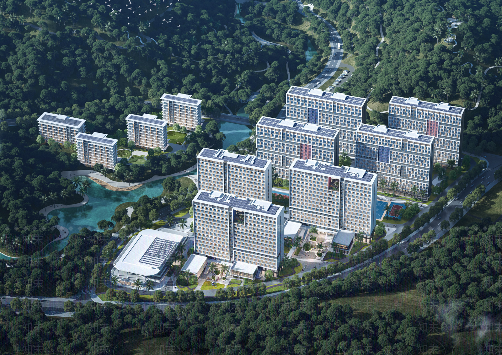 现代简约学校建筑SU模型下载【ID:1186292441】