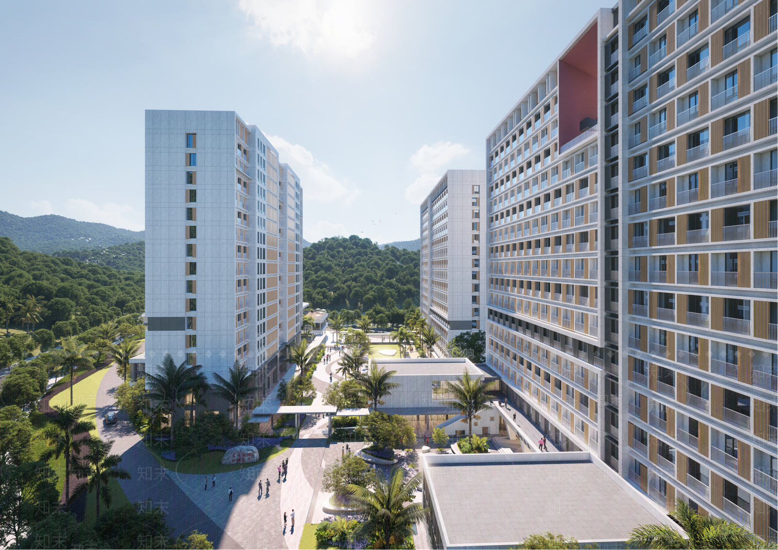现代简约学校建筑SU模型下载【ID:1186292441】