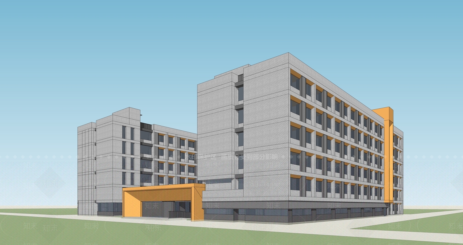 现代简约学校建筑SU模型下载【ID:1186293302】