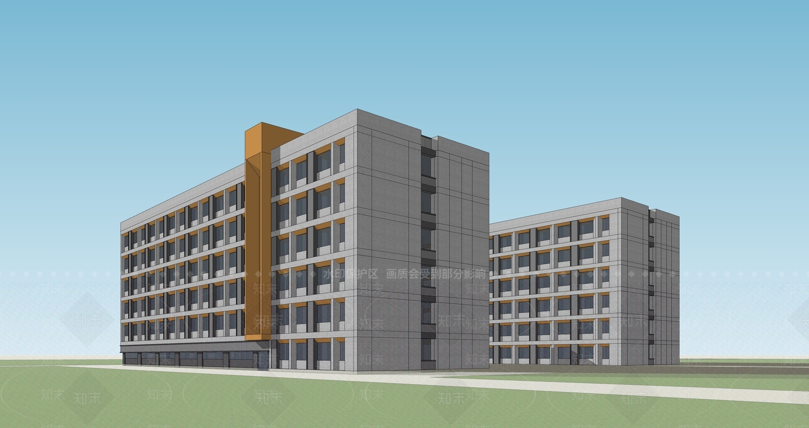 现代简约学校建筑SU模型下载【ID:1186293302】