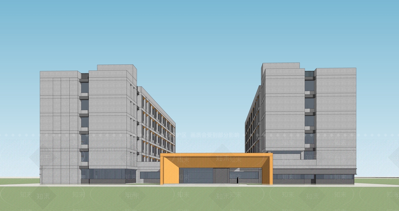 现代简约学校建筑SU模型下载【ID:1186293302】