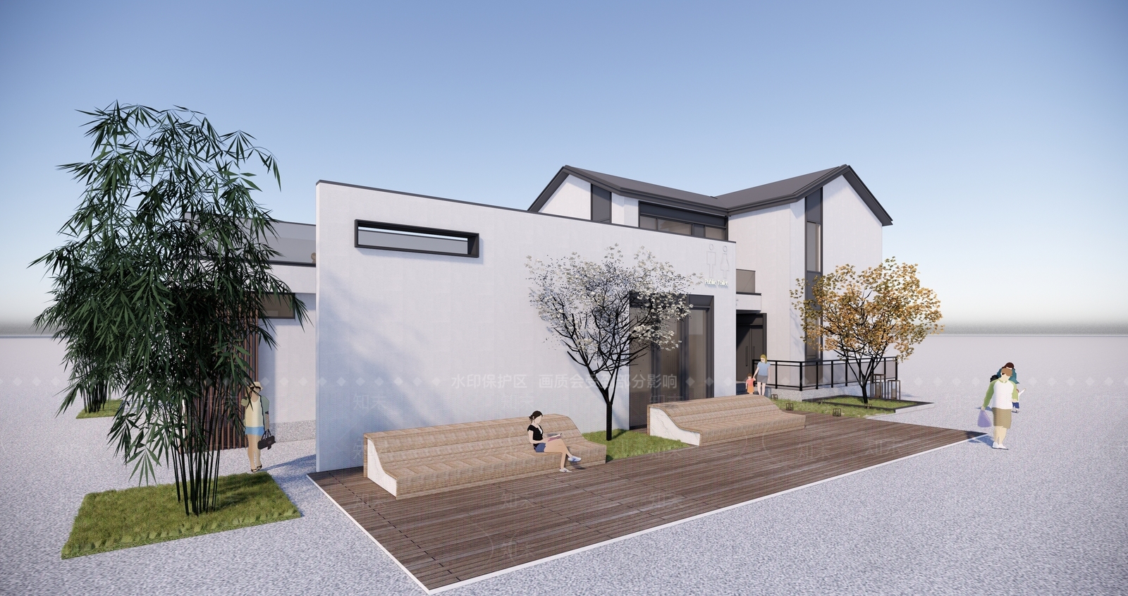 新中式小公建SU模型下载【ID:1186293638】
