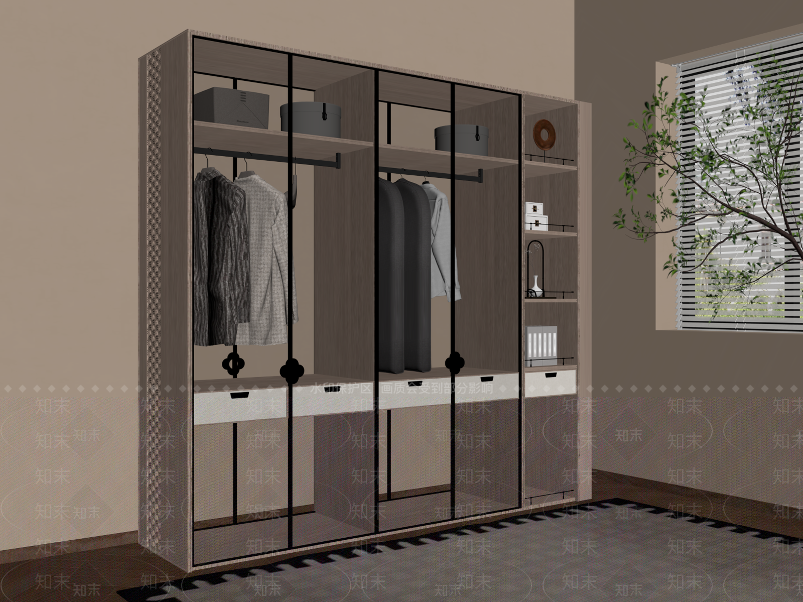 新中式衣柜SU模型下载【ID:1186294531】