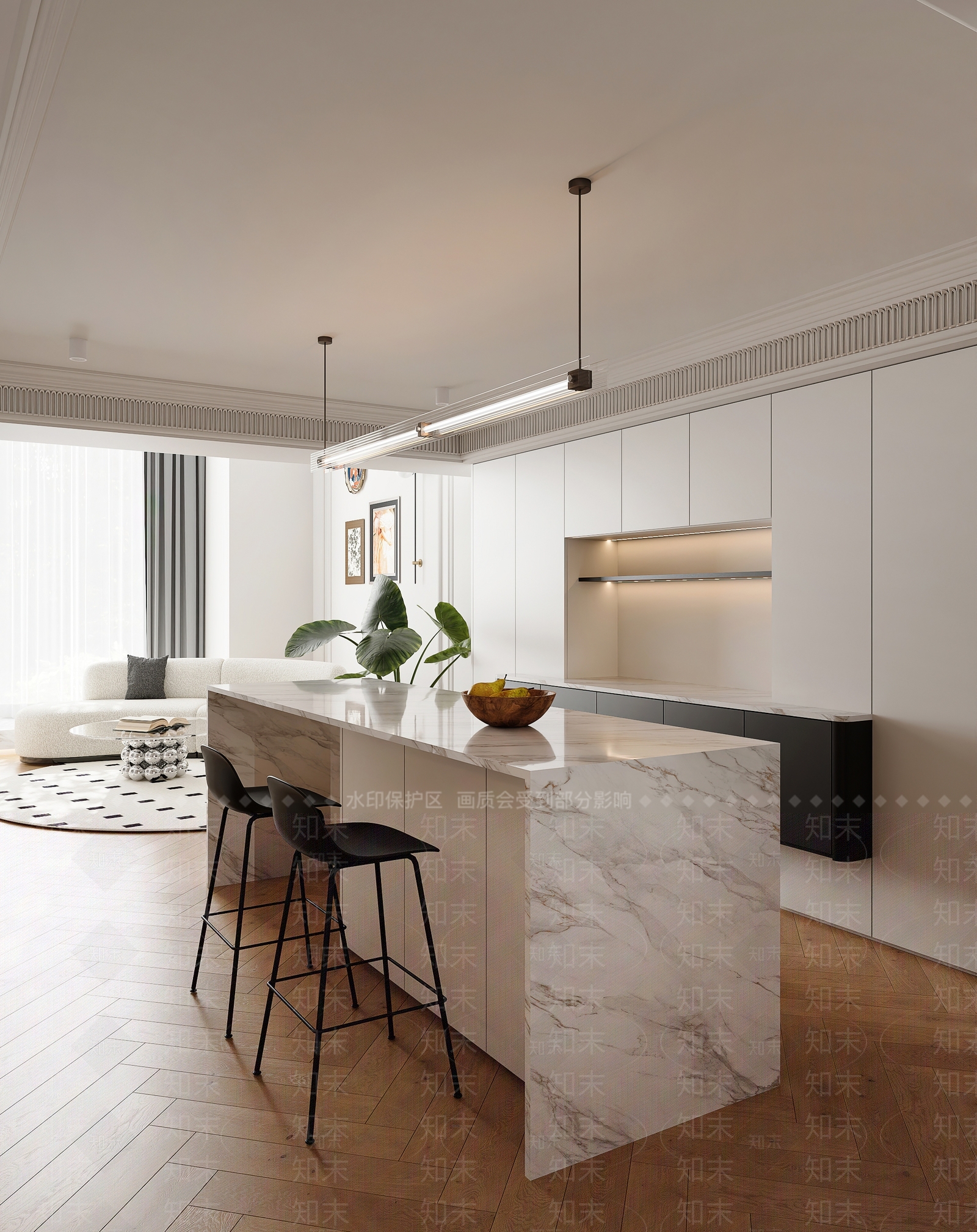 现代法式家居餐厅3D模型下载【ID:1186296921】