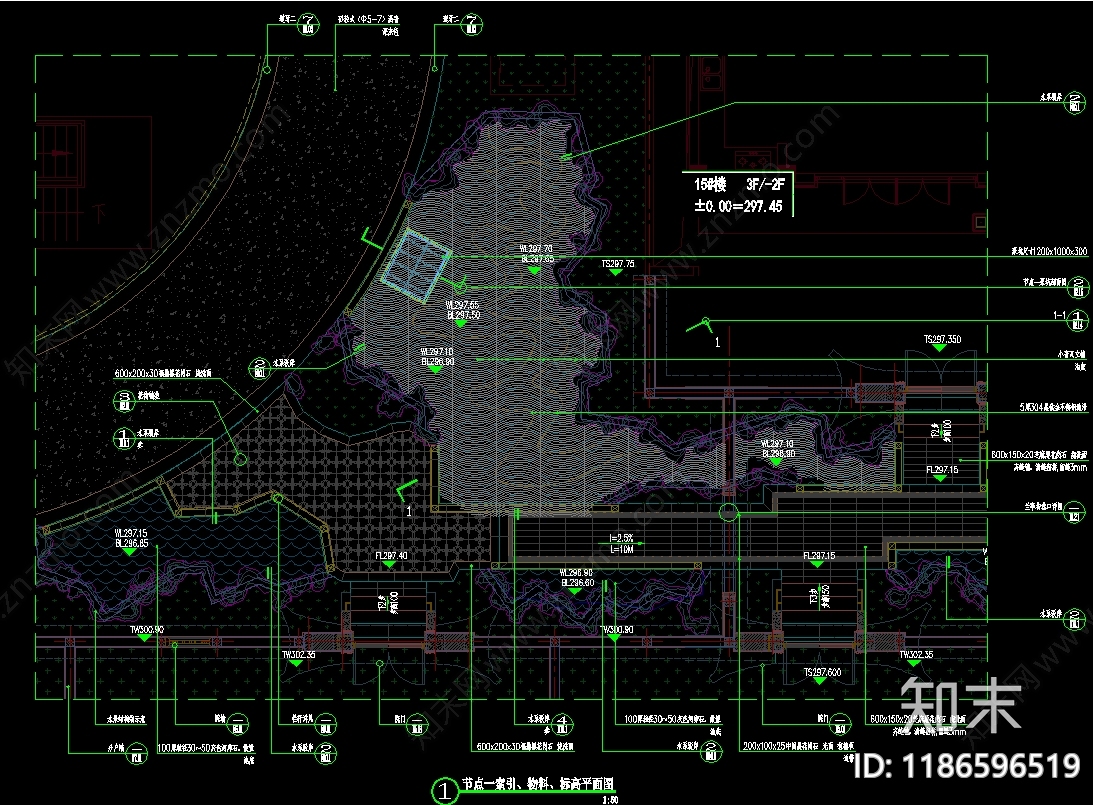 新中式庭院cad施工图下载【ID:1186596519】