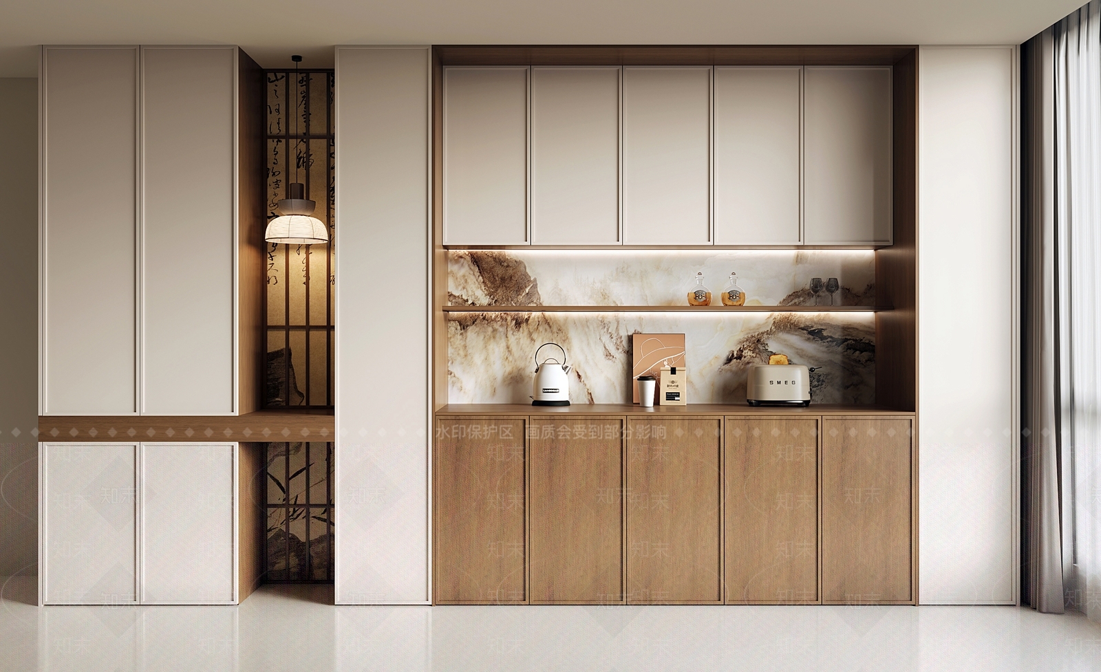 禅意新中式餐边柜3D模型下载【ID:1186304540】