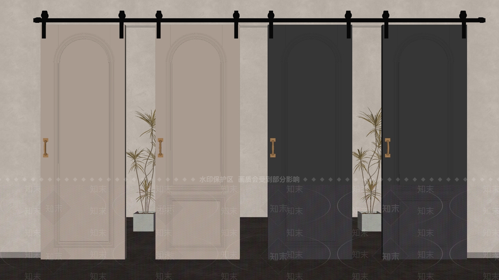 法式推拉门SU模型下载【ID:1186304660】
