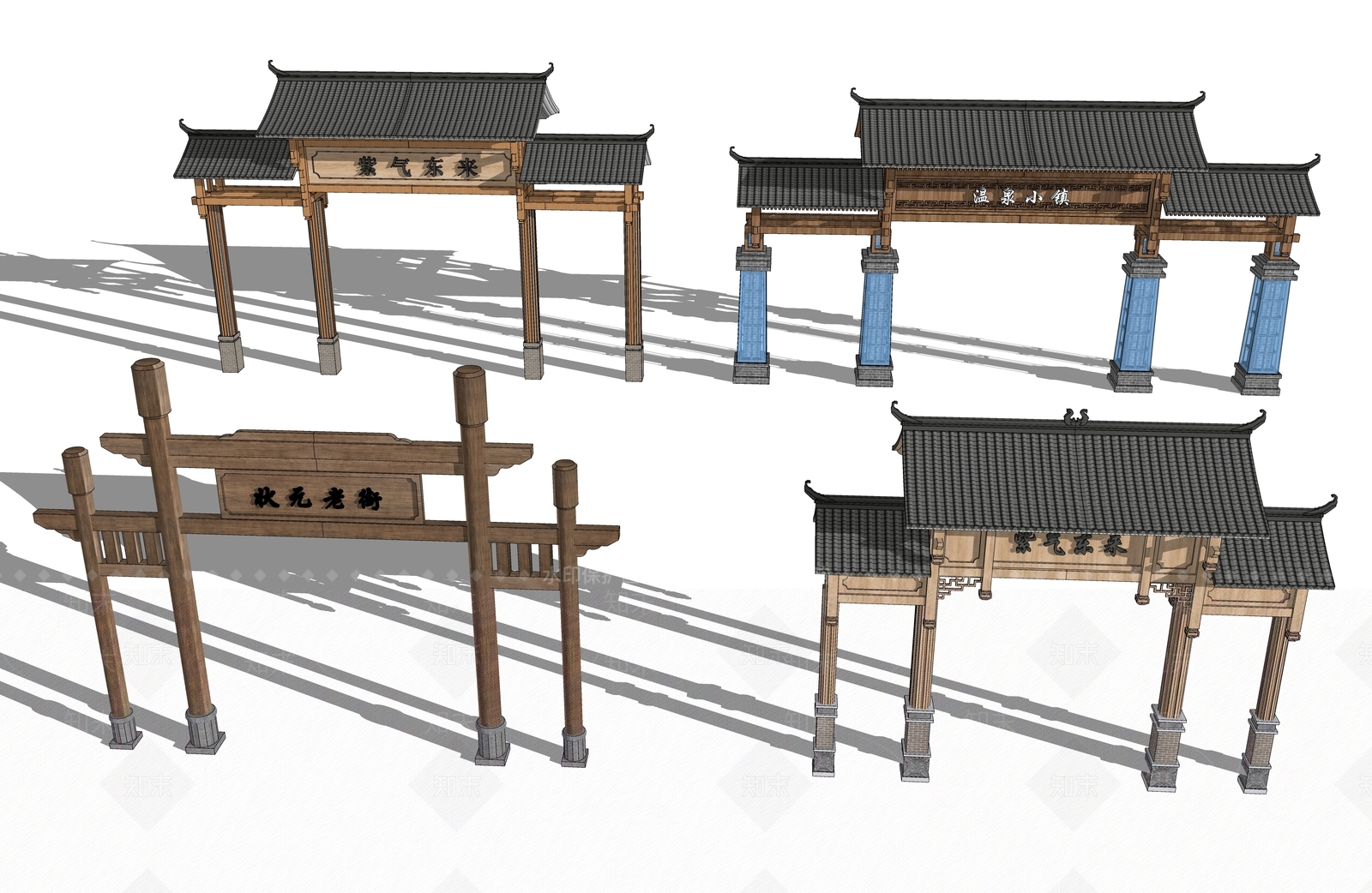 现代新中式牌坊牌楼SU模型下载【ID:1186305237】