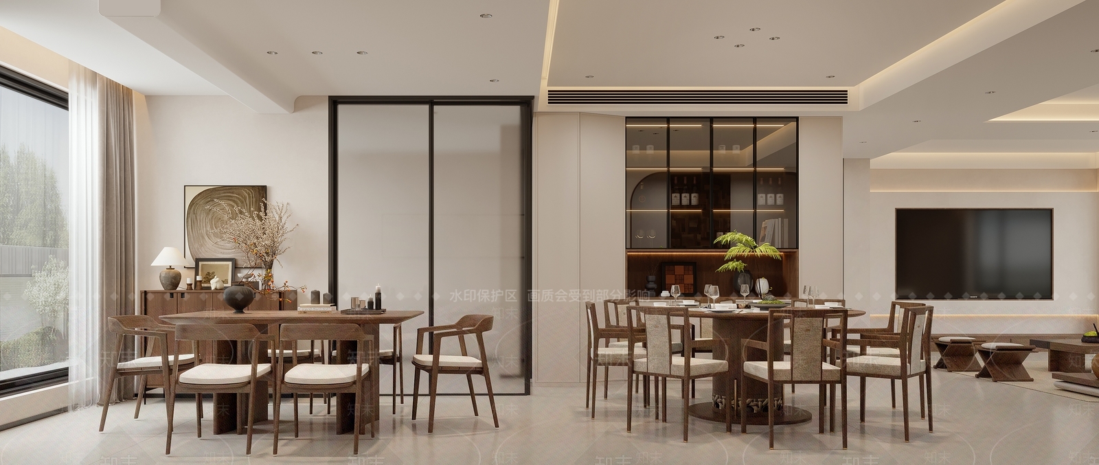 新中式酒店餐厅3D模型下载【ID:1215026913】