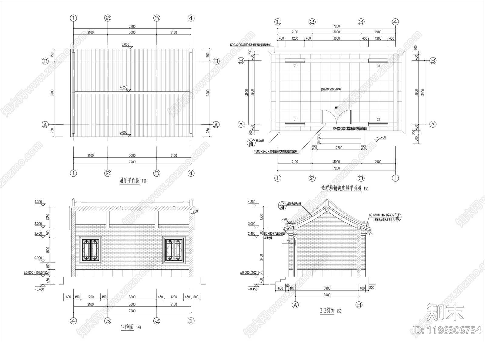 祠堂cad施工图下载【ID:1186306754】