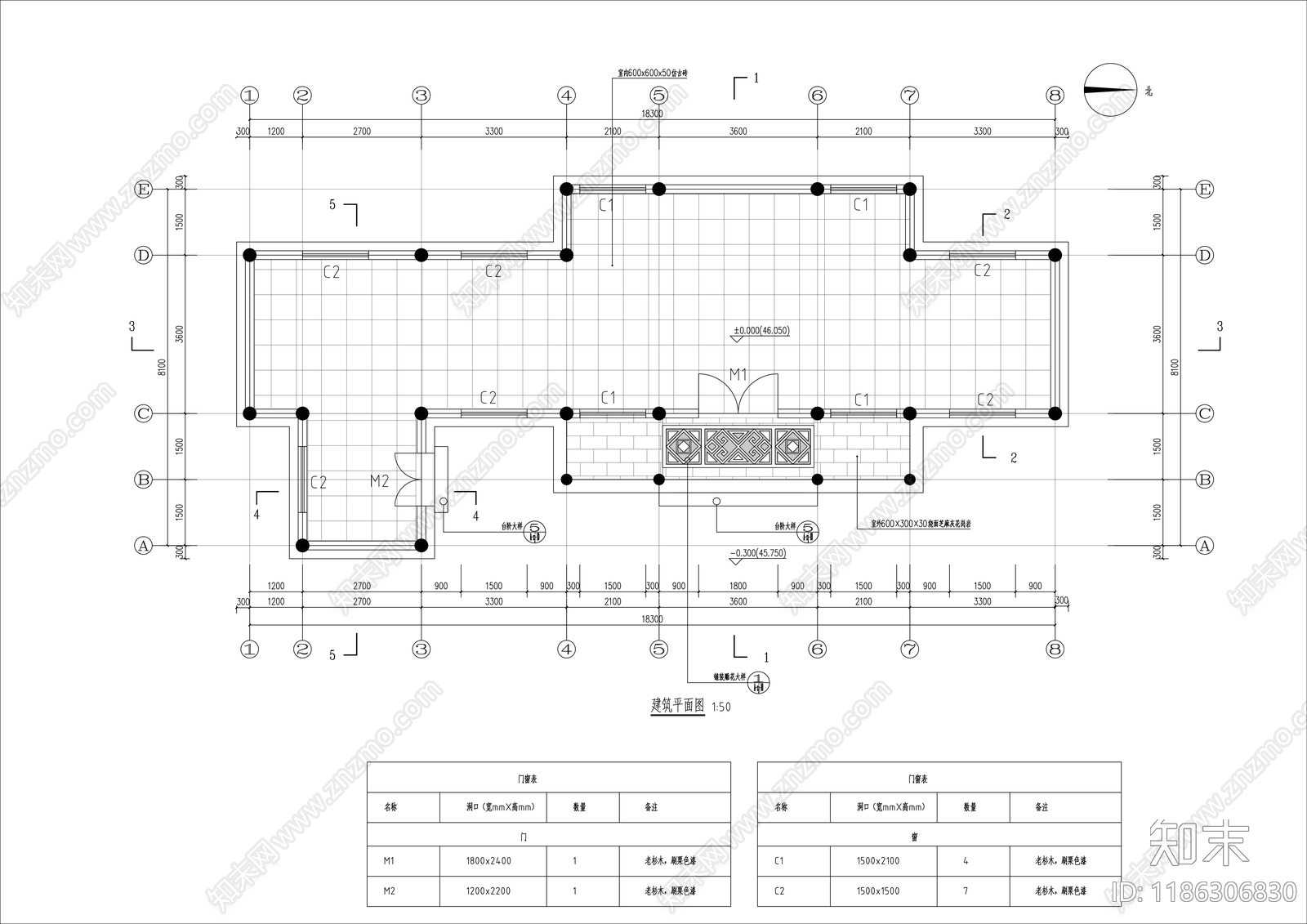 仿古建筑cad施工图下载【ID:1186306830】