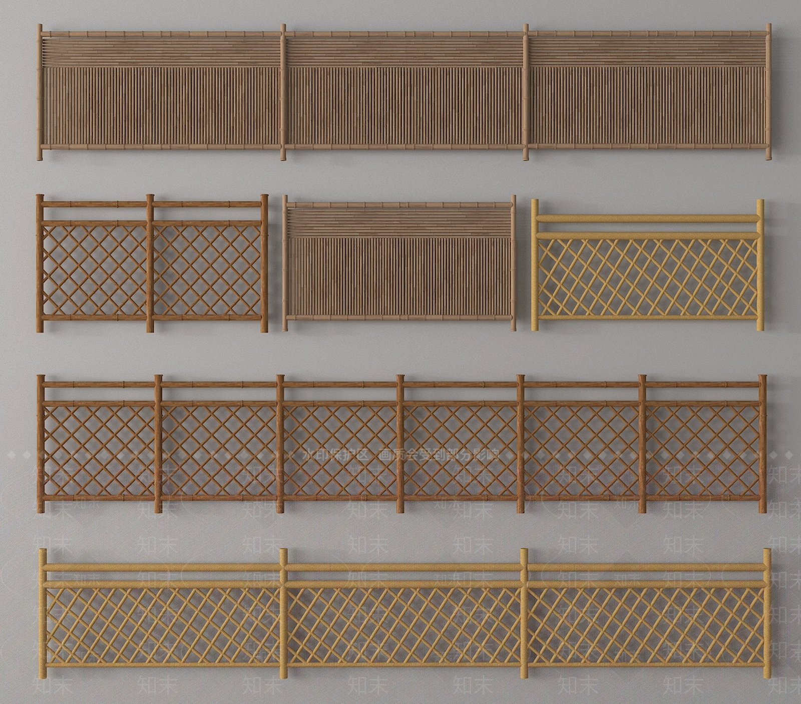 中式栅栏SU模型下载【ID:1186308773】