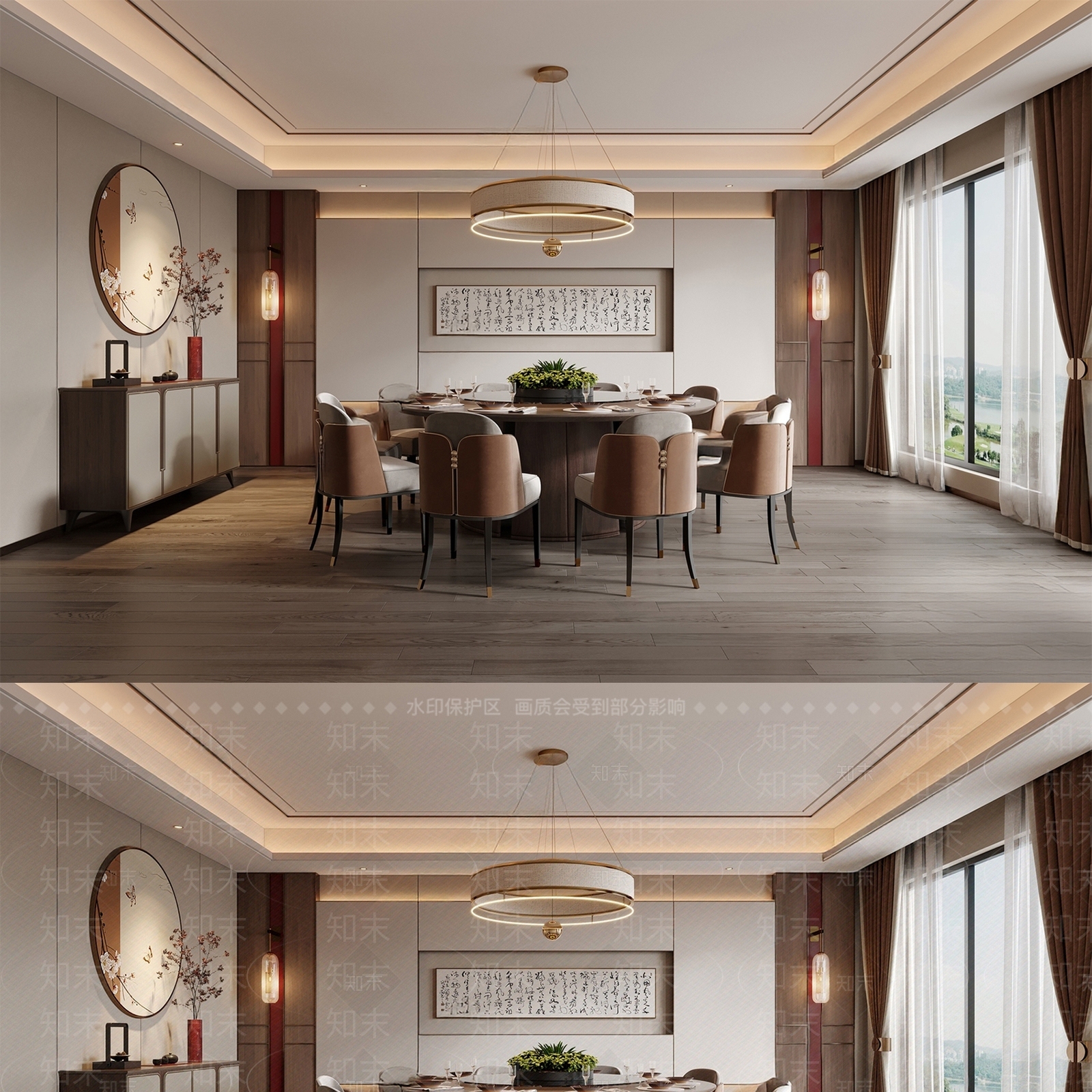 新中式包厢SU模型下载【ID:1186308868】