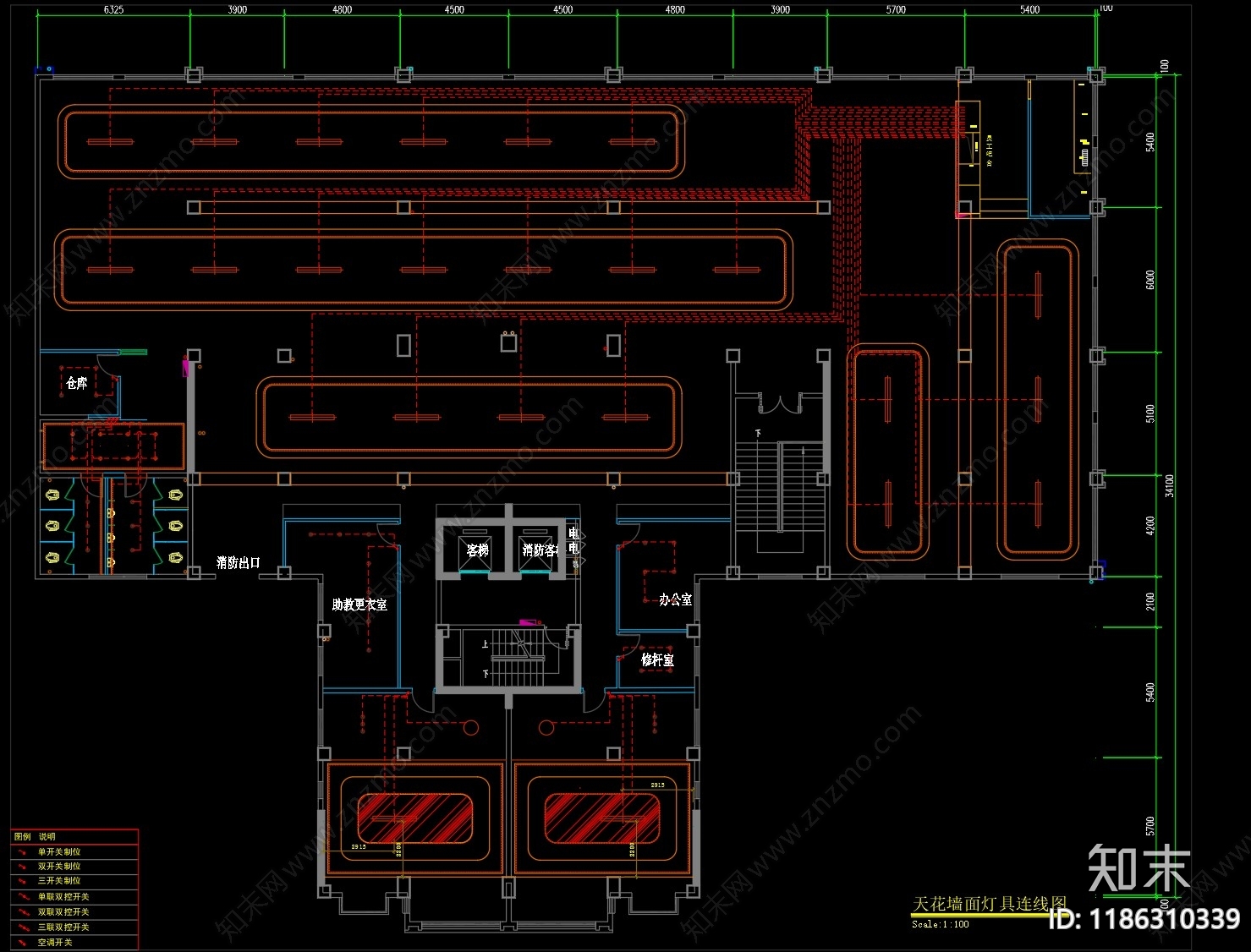 现代台球厅cad施工图下载【ID:1186310339】