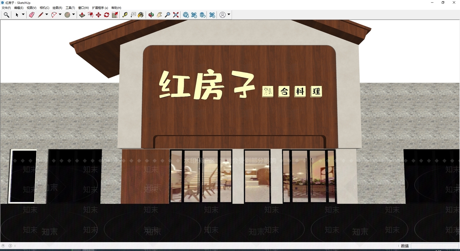 中古门头SU模型下载【ID:1186310439】
