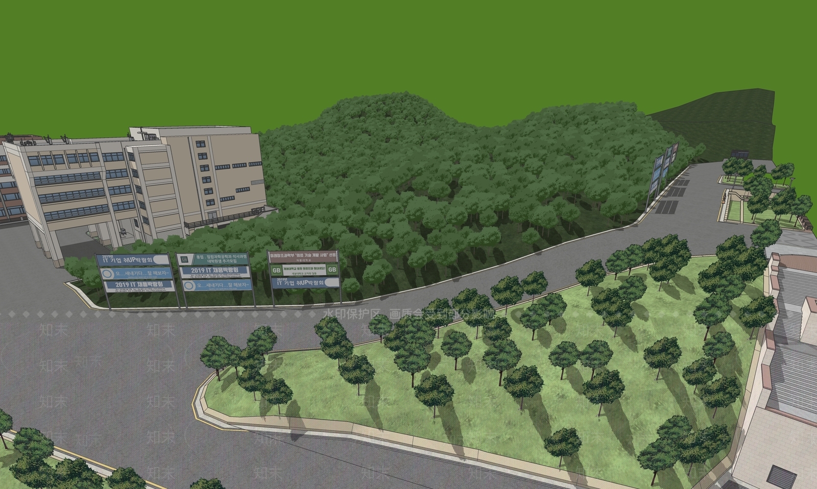 现代中式景观公园SU模型下载【ID:1186311615】