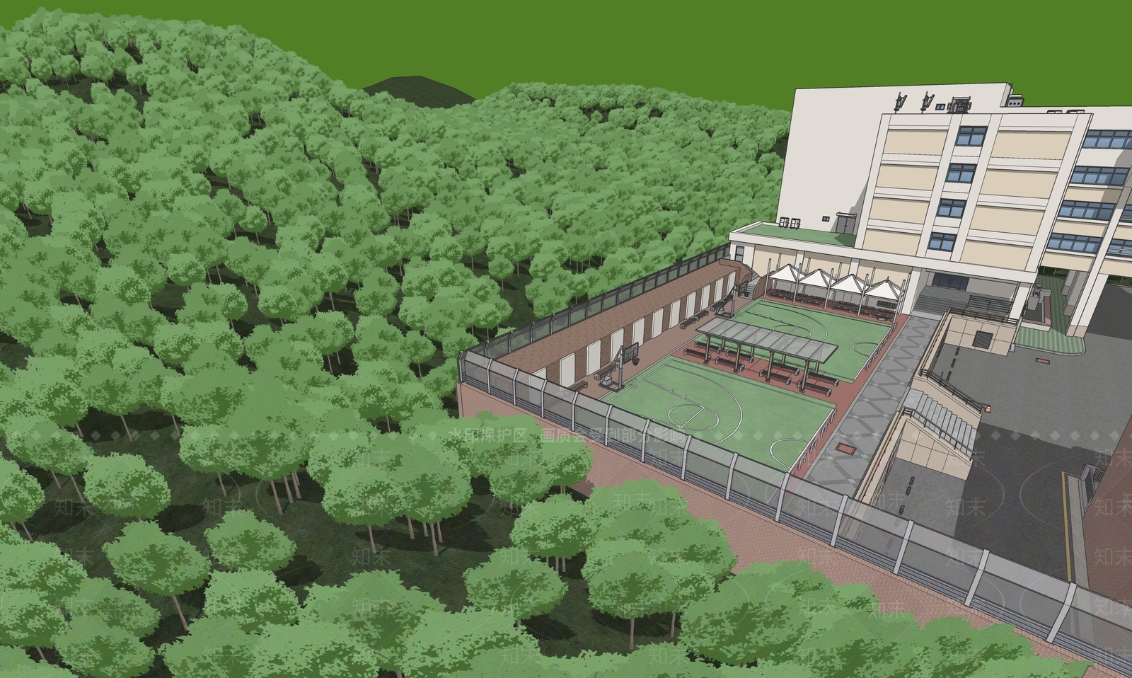 现代中式景观公园SU模型下载【ID:1186311615】