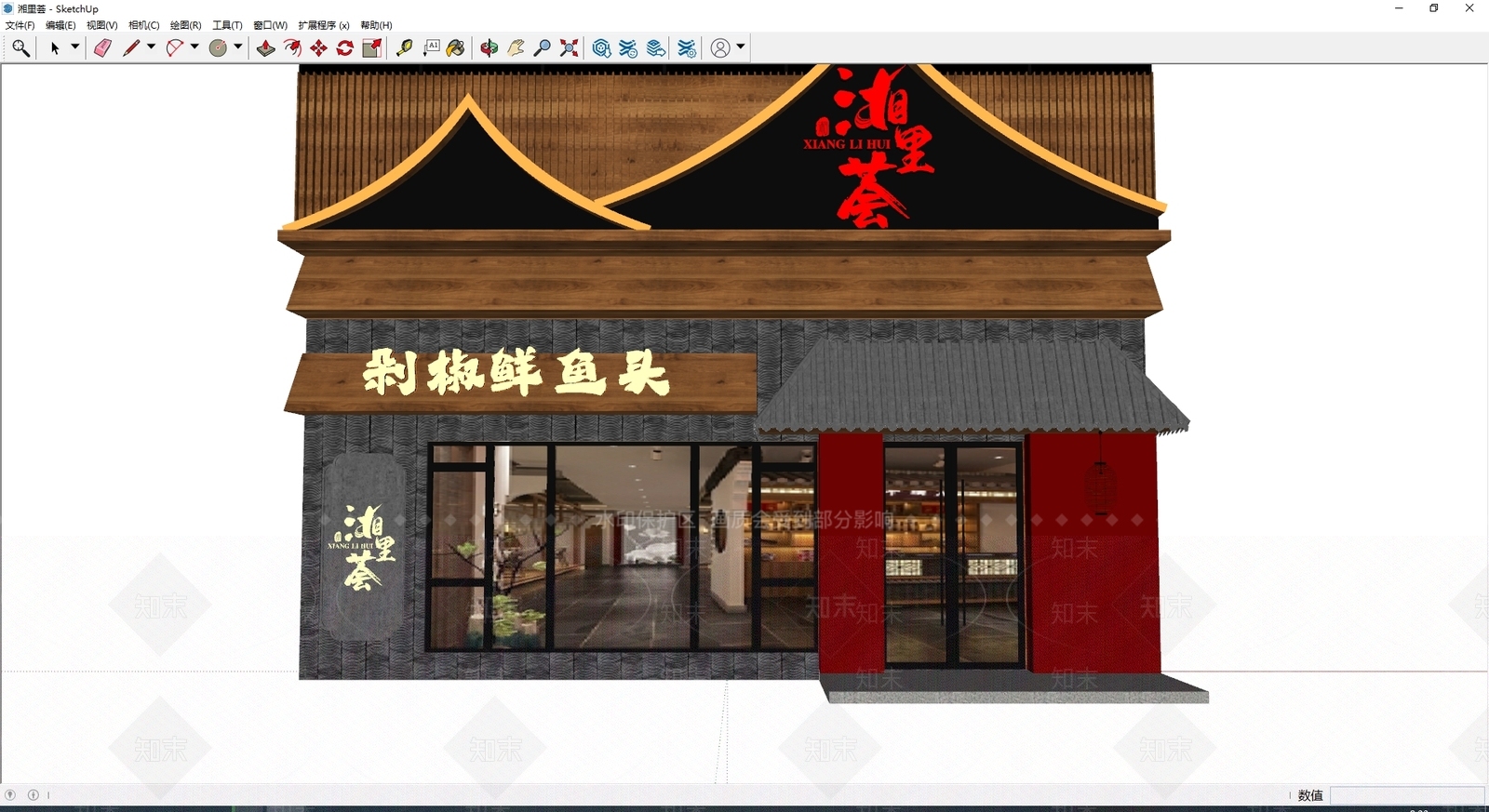 新中式中式门头SU模型下载【ID:1186311738】