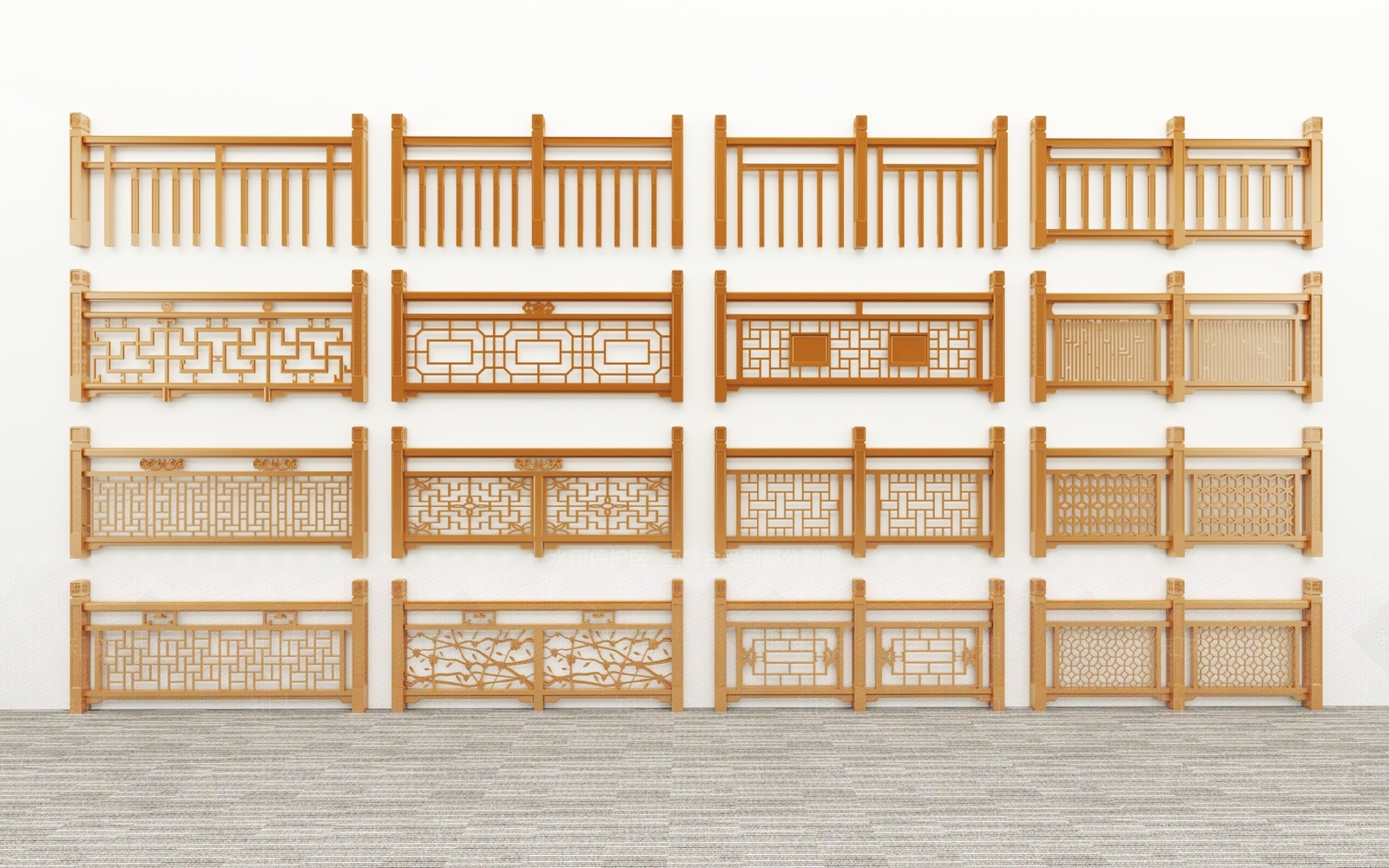中式栏杆3D模型下载【ID:1186311952】