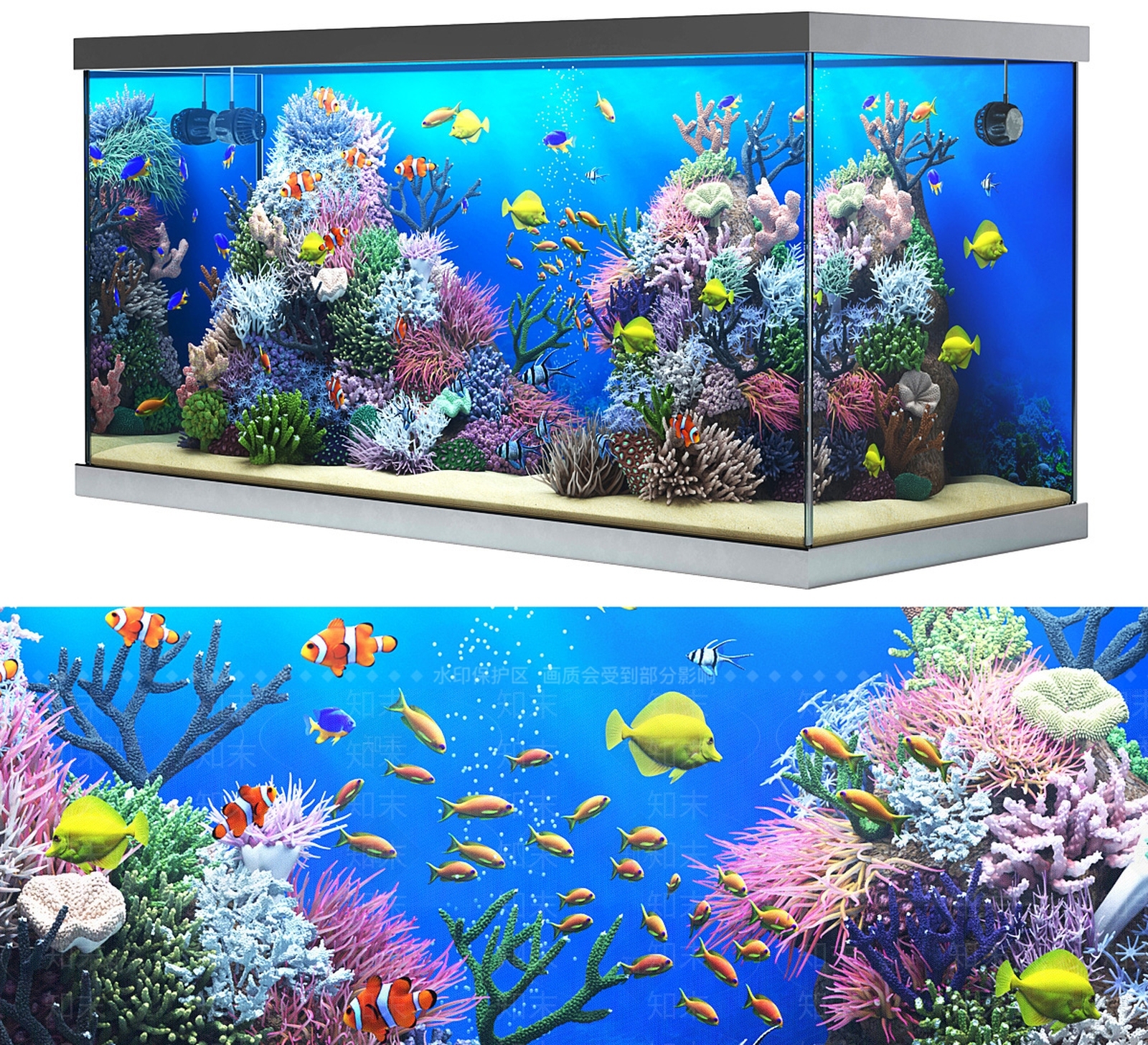 现代简约鱼缸3D模型下载【ID:1186312035】