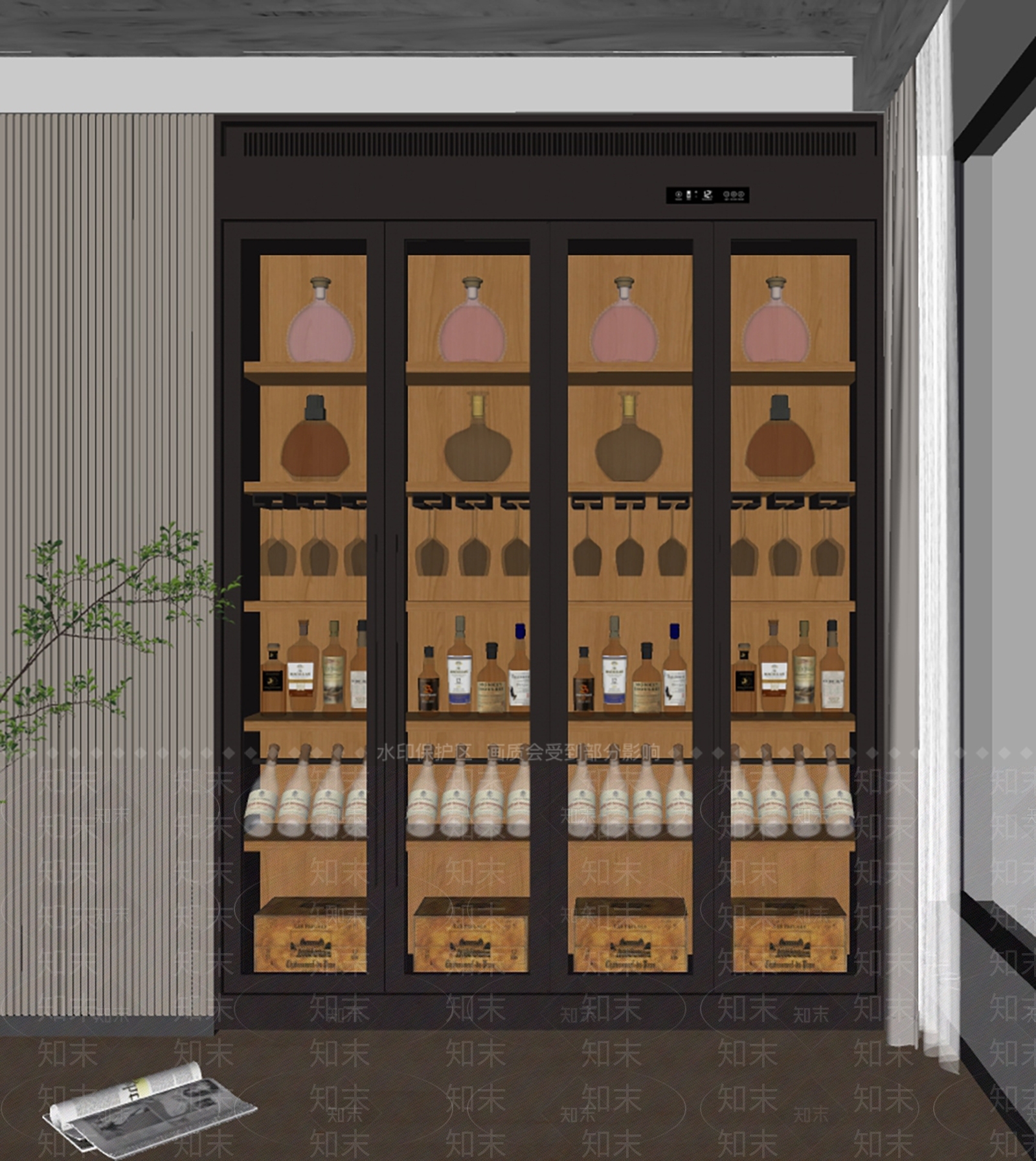 现代酒柜SU模型下载【ID:1186312632】