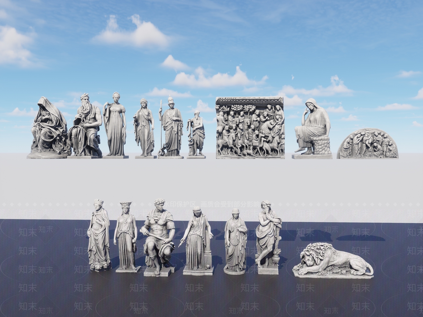 欧式雕塑小品SU模型下载【ID:1186314171】