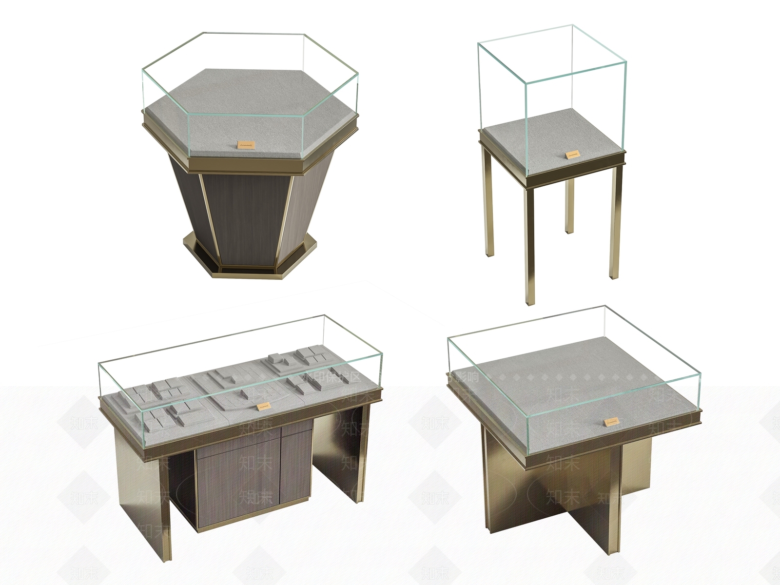 现代珠宝展柜组合3D模型下载【ID:1186316068】