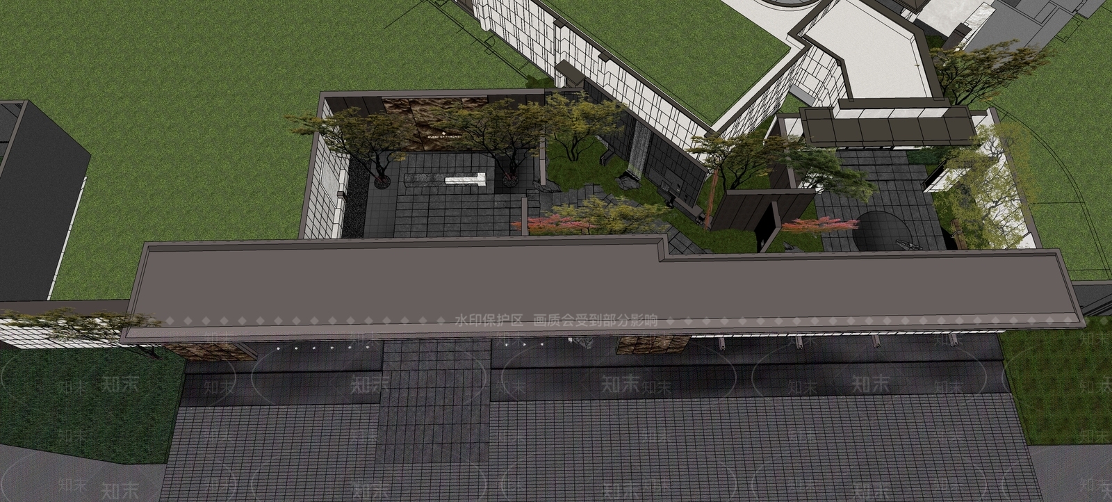 现代小区景观SU模型下载【ID:1186317415】