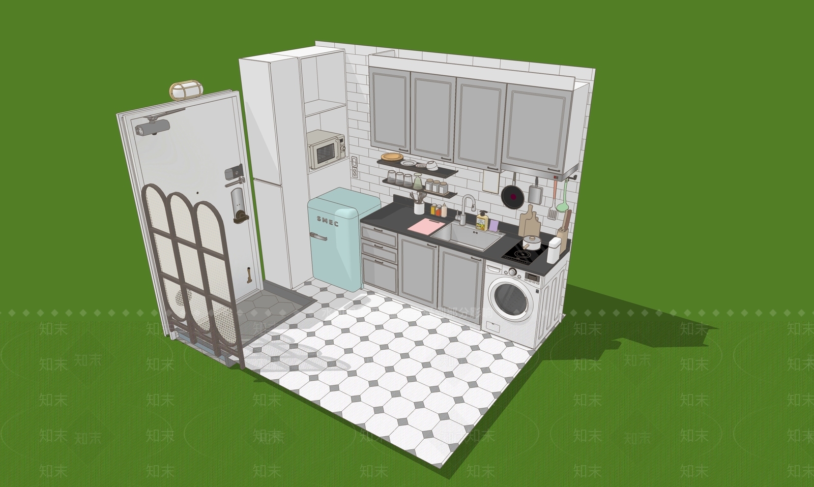 厨房用品组合SU模型下载【ID:1186318439】