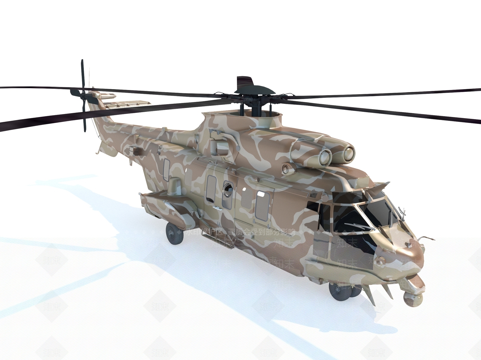 现代风格直升机3D模型下载【ID:1186320218】