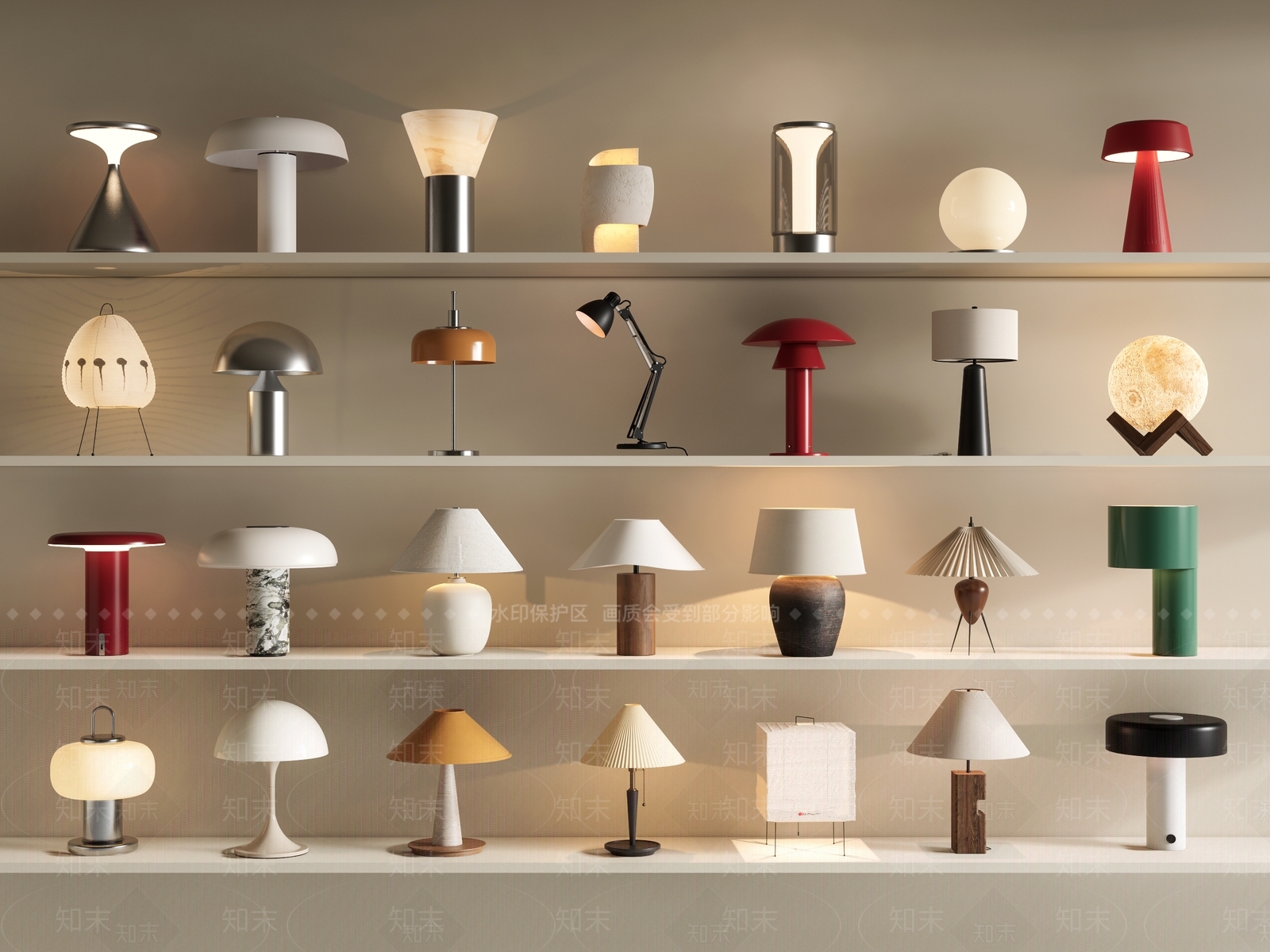 现代台灯SU模型下载【ID:1186323795】