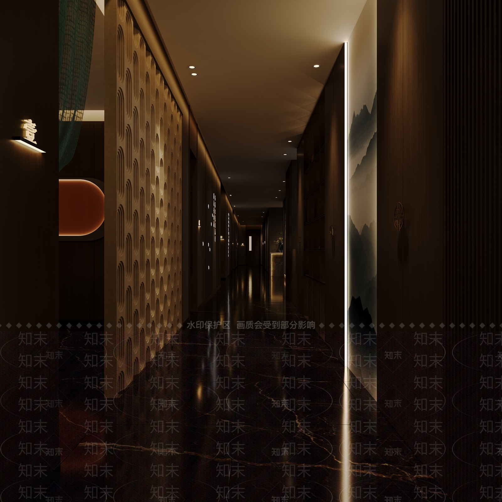 新中式酒店走廊3D模型下载【ID:1215027299】