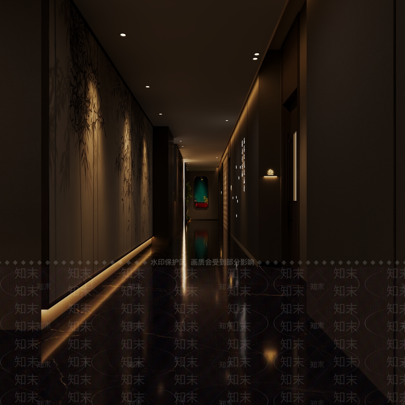 新中式酒店走廊3D模型下载【ID:1215027299】