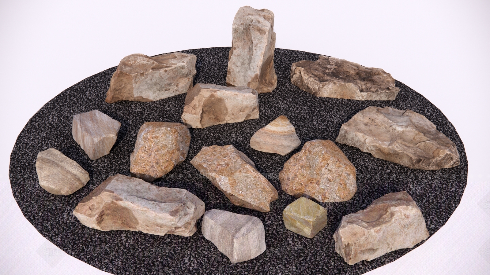 新中式日式石头SU模型下载【ID:1186327763】