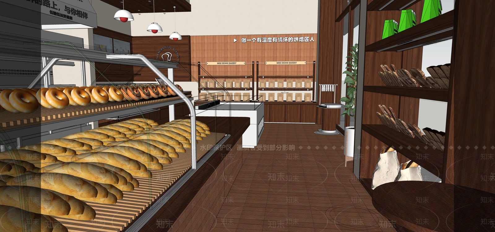 极简侘寂甜品面包店SU模型下载【ID:1186332380】