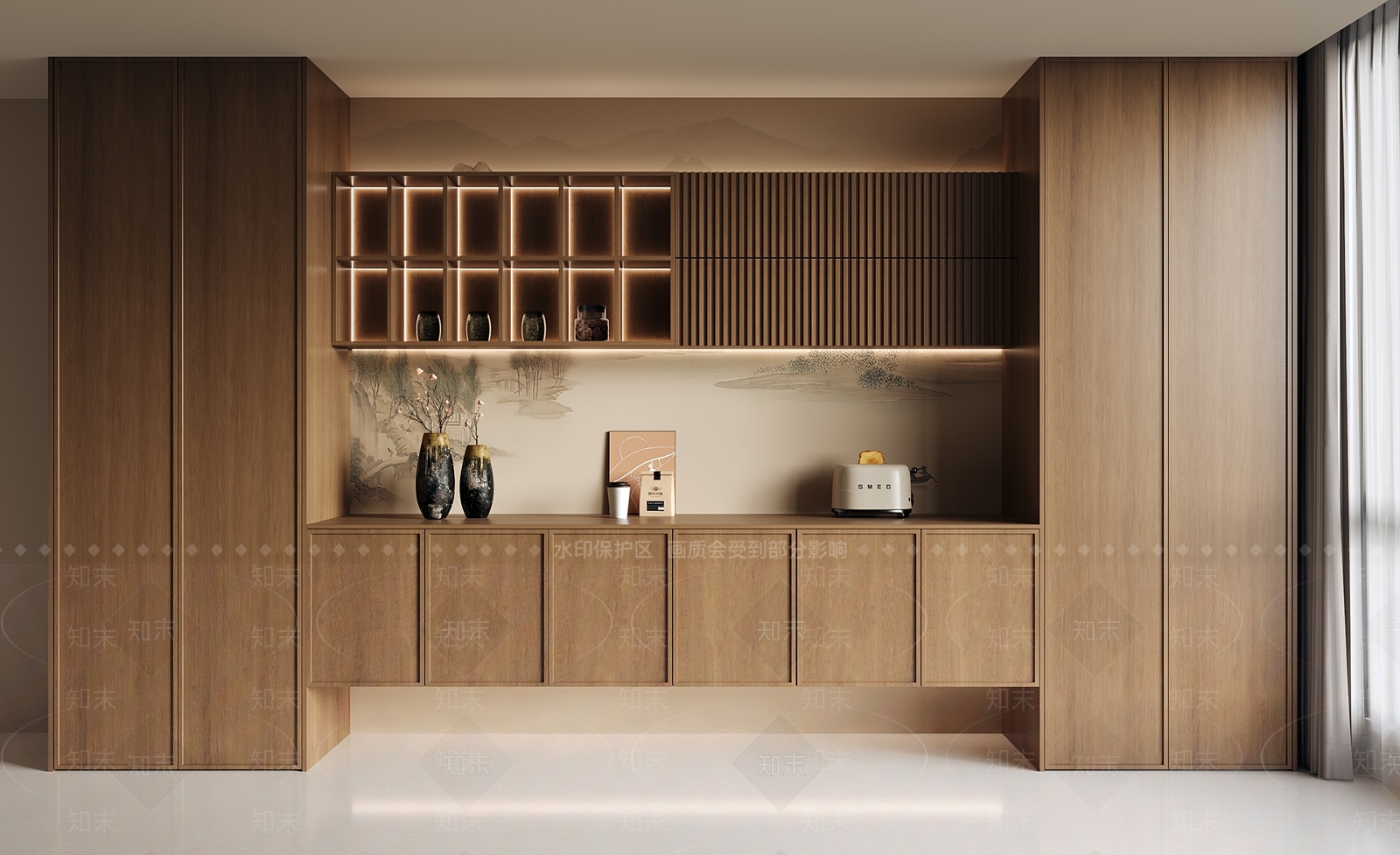 新中式禅意餐边柜3D模型下载【ID:1186332992】
