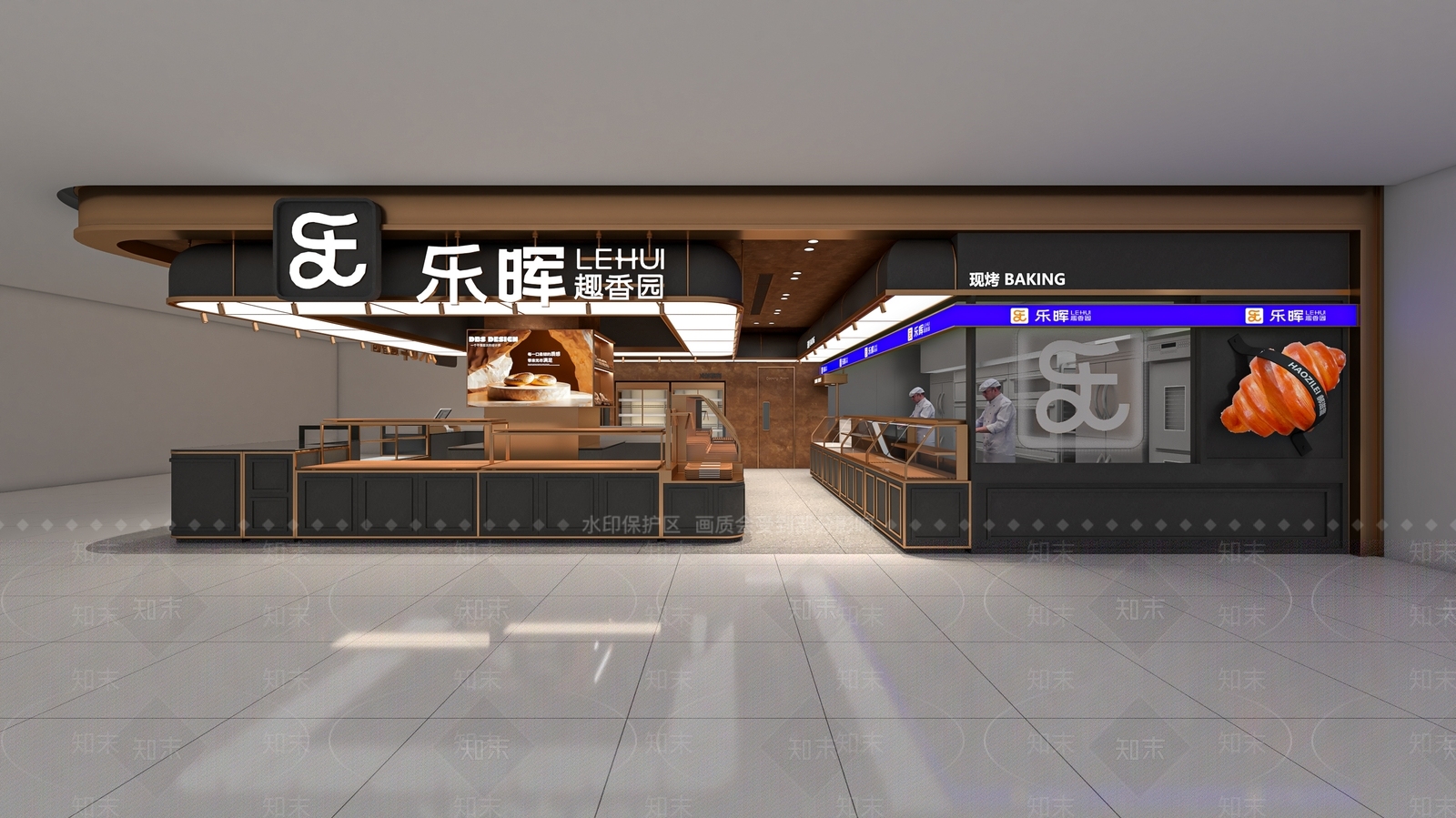 现代轻奢甜品面包店SU模型下载【ID:1186333577】