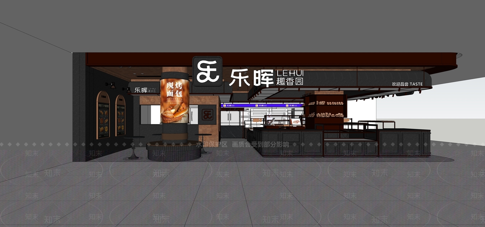 现代轻奢甜品面包店SU模型下载【ID:1186333577】