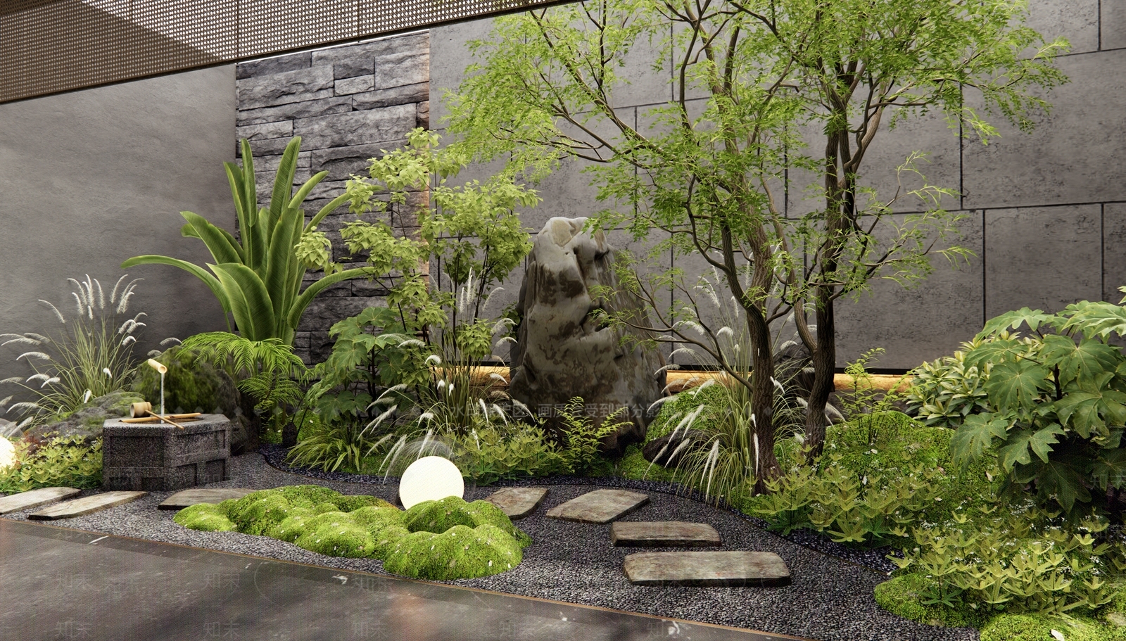 现代庭院小品SU模型下载【ID:1186336392】