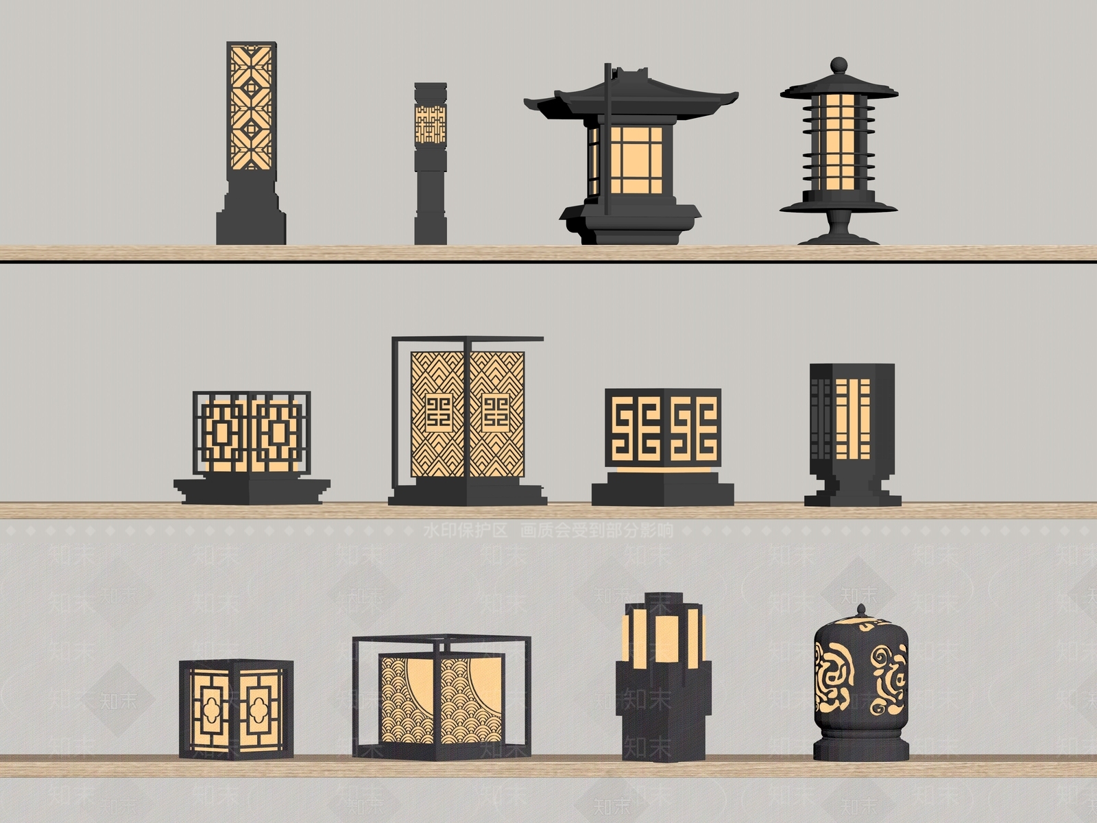 现代其他灯具SU模型下载【ID:1186341984】