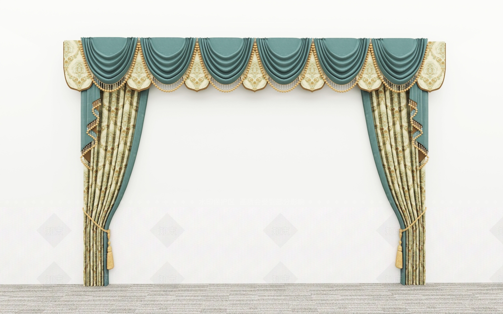 欧式窗帘SU模型下载【ID:1186342876】