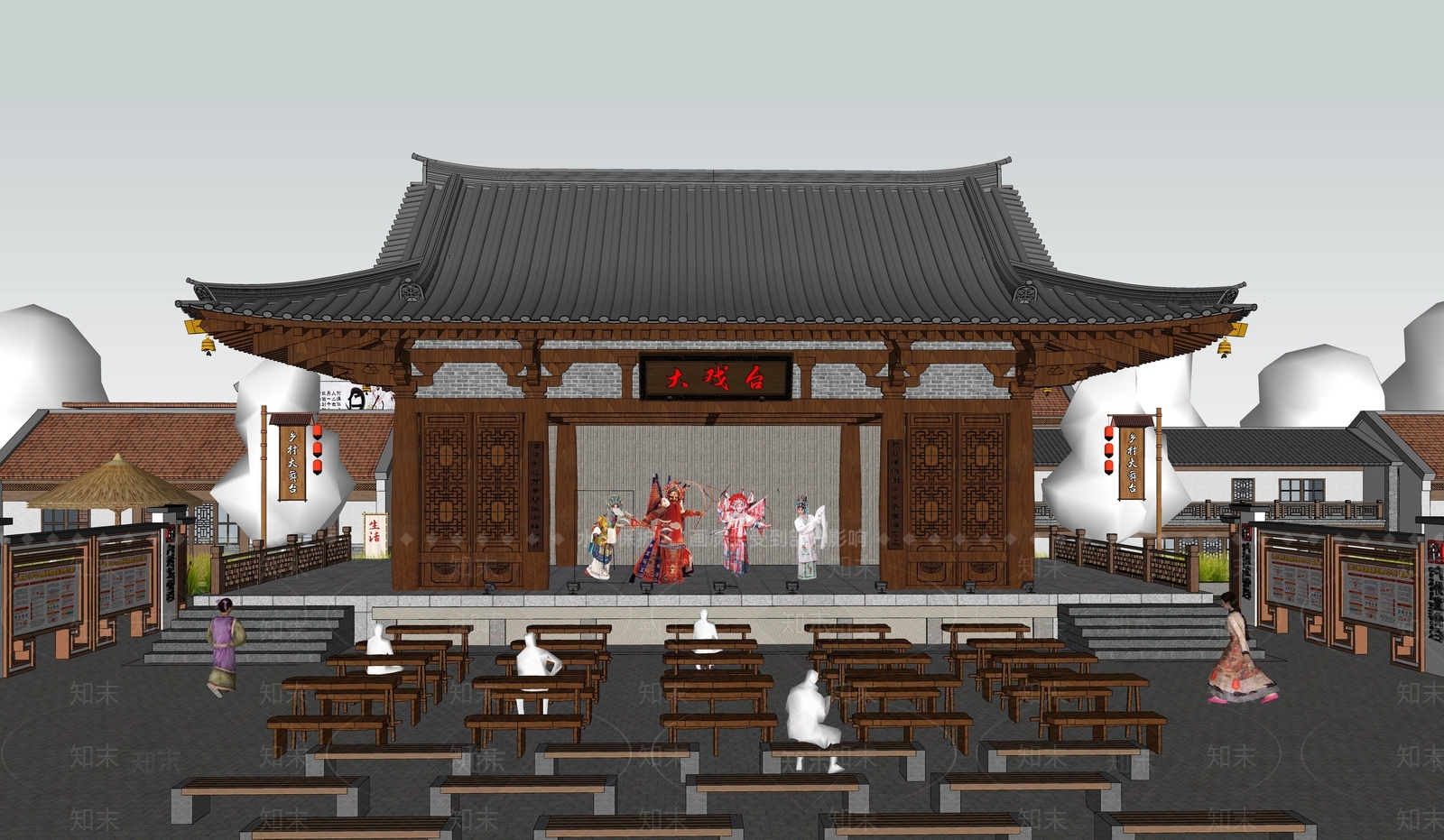 中式舞台SU模型下载【ID:1186347672】