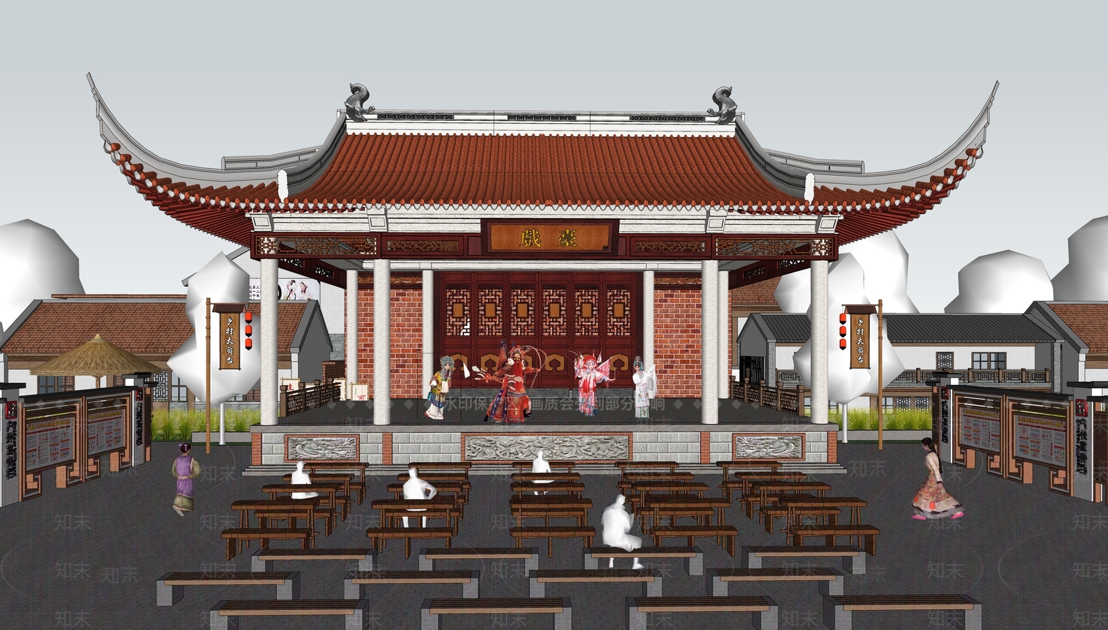 中式舞台SU模型下载【ID:1186349162】